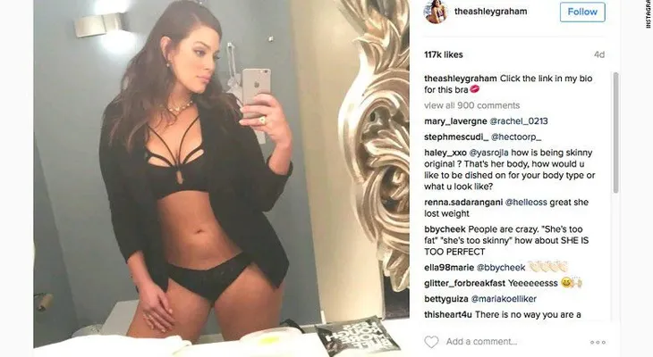 Bullying a modelo de tallas grandes Ashley Graham... por perder peso