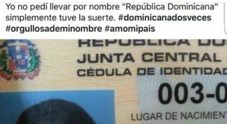 A mucho orgullo , una señora se llama República Dominicana