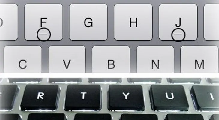 Observa que el teclado de tu PC tiene estas marcas en las letras F y J. Esta es la razón