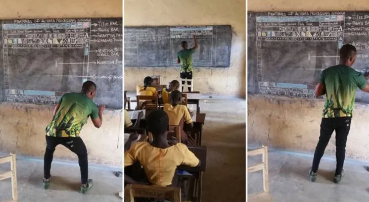 El profesor de Ghana que enseña informática en una pizarra y sin computadoras es todo una SENSACION