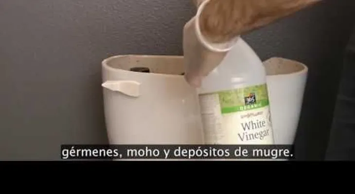  El coloca vinagre al tanque del inodoro. Observa cuándo tira de la cadena. ¡GENIAL!  (VIDEO)