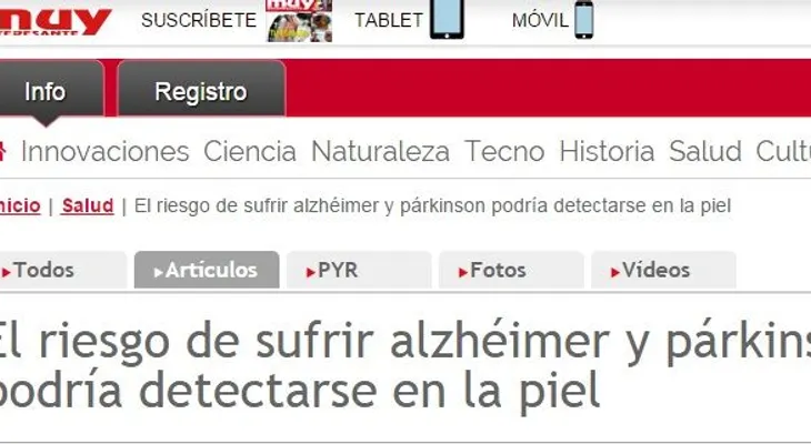 El riesgo de sufrir alzhéimer y párkinson podría detectarse en la piel