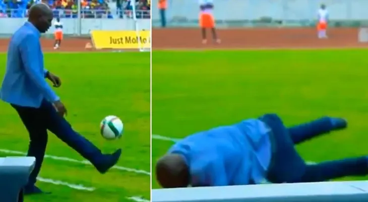 El vergonzoso momento de un entrenador al querer demostrar su calidad con el balón