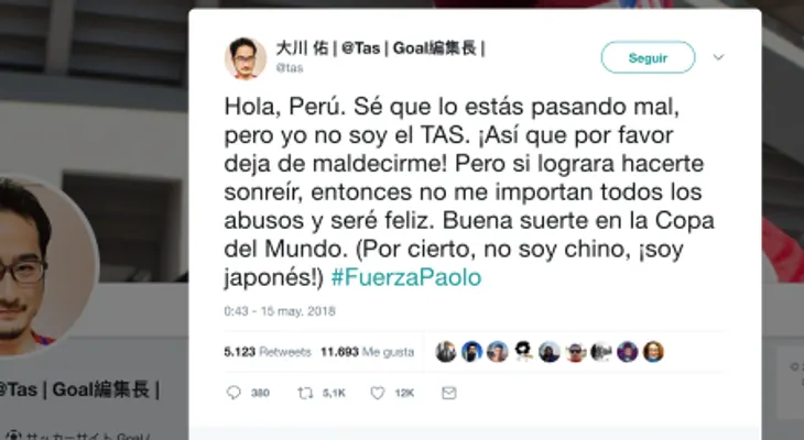 Japonés, víctima insultos de peruanos que lo confunden con tribunal que dejó a Guerrero por fuera del Mundial