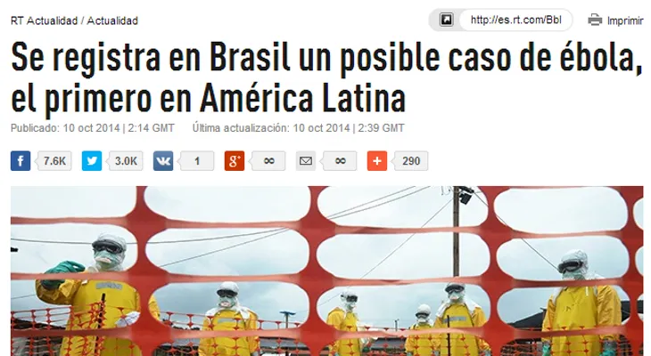 Se registra en Brasil un posible caso de ébola, el 1ro en América Latina