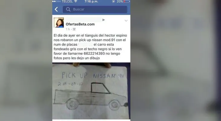 Dibujo de camioneta robada se vuelve viral y desata su búsqueda