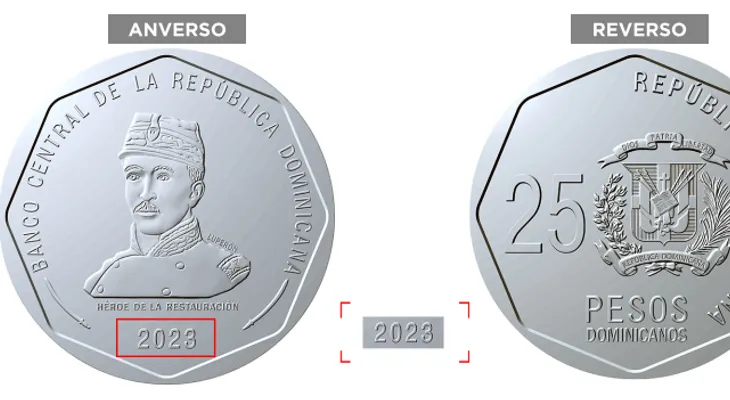 BCRD emite monedas de RD$25.00, año 2023