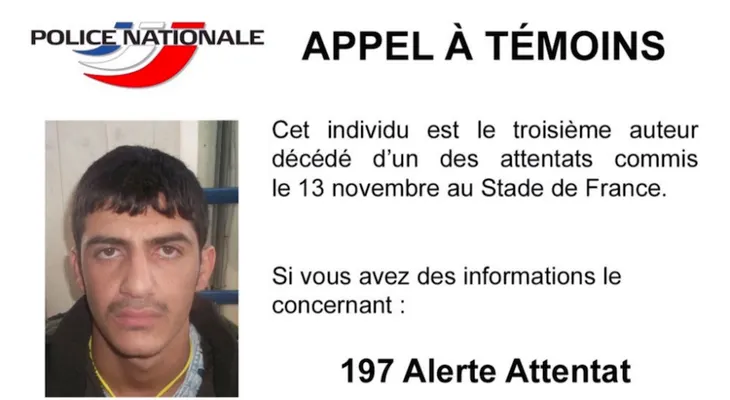 Policía francesa difunde fotografía de tercer atacante suicida del Estadio de Francia