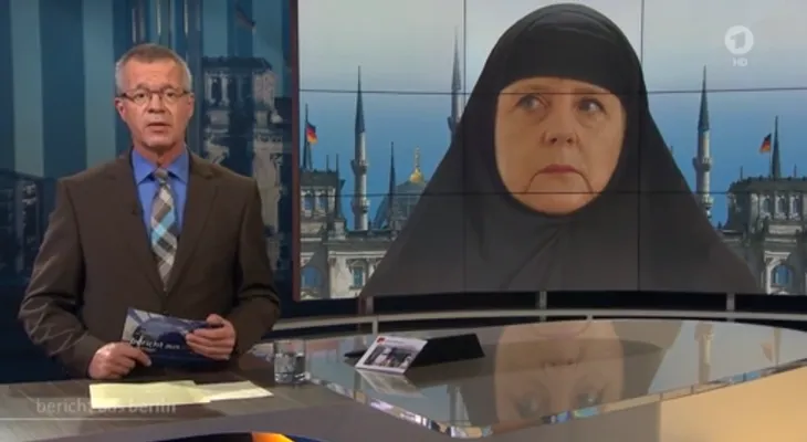 Una cadena alemana muestra un fotomontaje de Angela Merkel con hiyab y desata la polémica