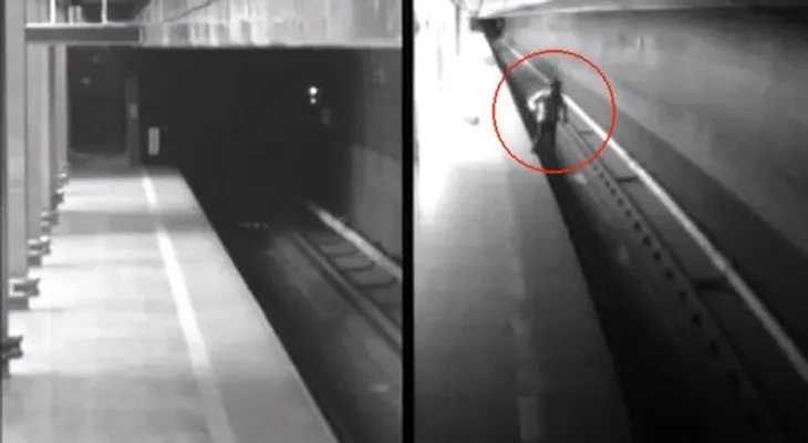 | Mujer cae bajo un tren en marcha, el tren le pasa por encima y sobrevive!