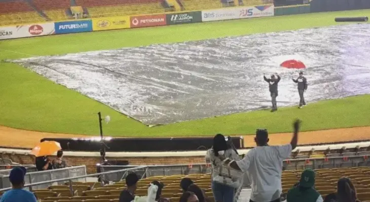 La lluvia vuelve a suspender el Estrellas-Águilas en el Estadio Cibao de Santiago