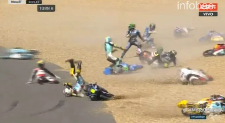 Moto GP: perdió aceite y causó un accidente multitudinario en Francia