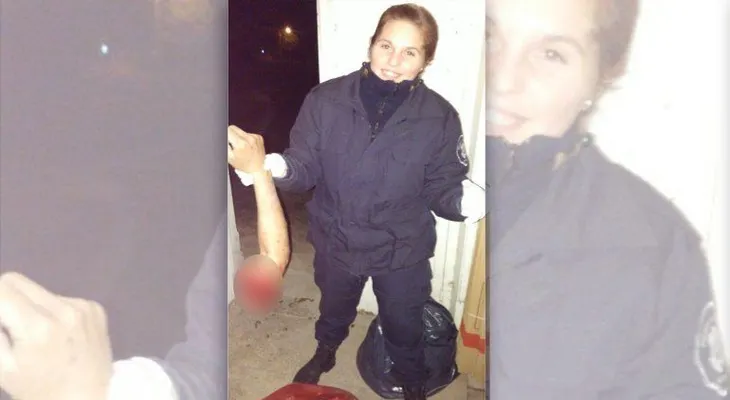 Macabro: policía se sacó una foto con el brazo de un accidentado