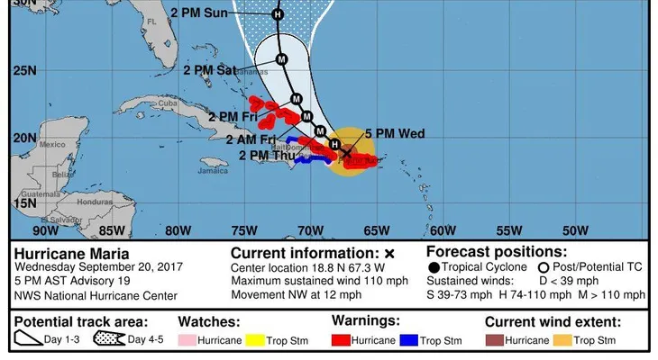 Huracán María baja a categoría 2, pero aumentaría su fuerza el jueves 