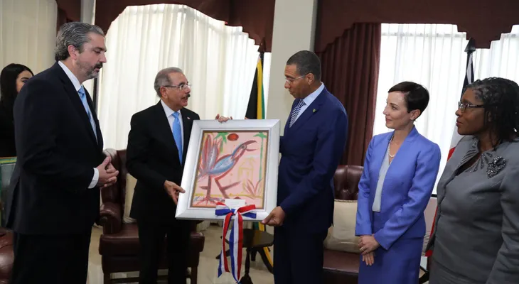  Danilo Medina realiza visita de cortesía a primer ministro de Jamaica, Andrew Holness 