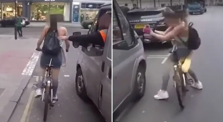 La venganza de una joven ciclista acosada por un conductor en plena calle