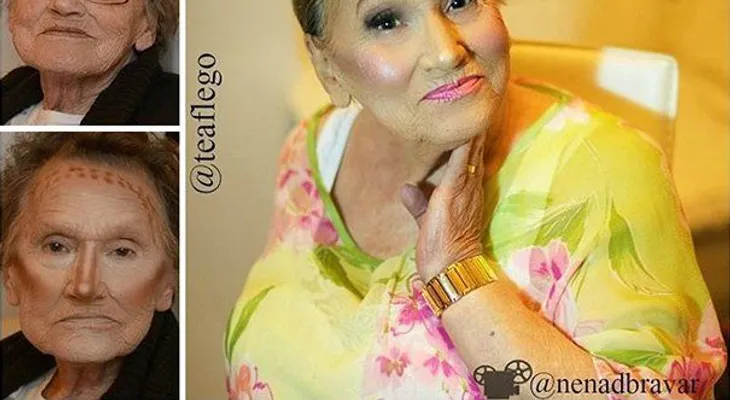 Abuela se convierte en sensación después de que nieta la maquilla