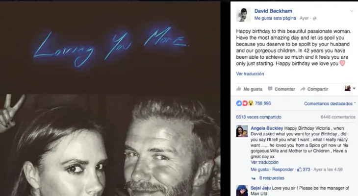 Lindo mensaje de David Beckham a Victoria