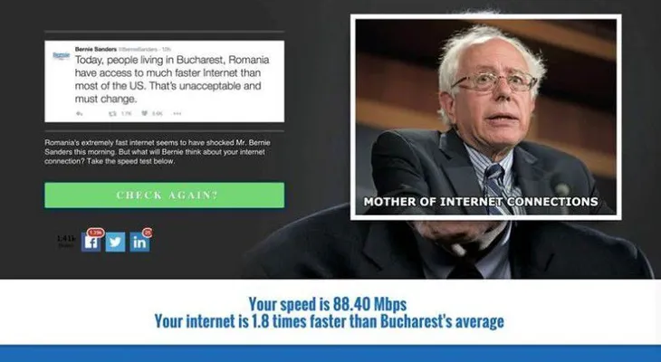 ¿Qué pensaría Bernie Sanders de la velocidad de tu Internet?