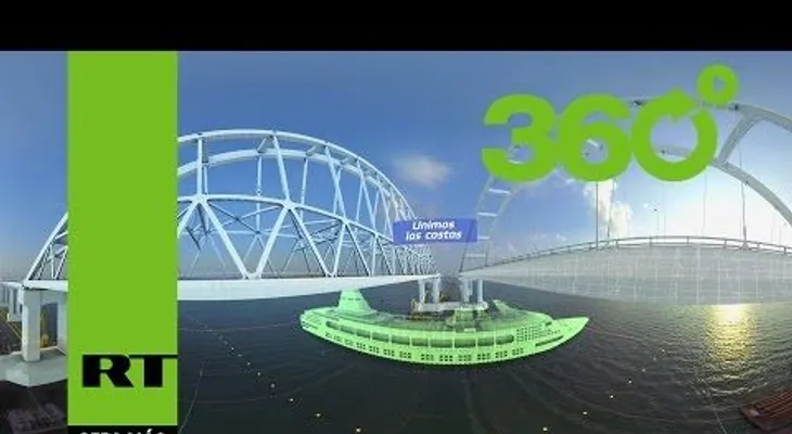 Una nueva y espectacular vista aérea en 360° puente entre Crimea y esto de Rusia (VIDEO)