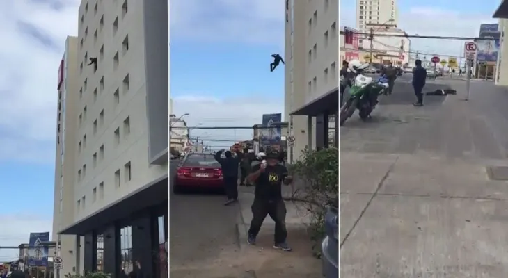 Un ecuatoriano saltó de la ventana de un hotel en Chile y murió (FUERTES IMAGENES)