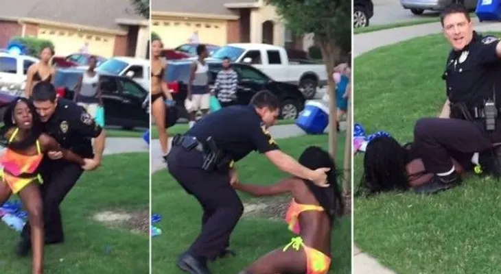 Renuncia policía grabado en video derribando jovencita en Bikini en Texas 