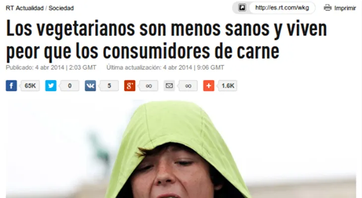 Los vegetarianos son menos sanos y viven peor que los consumidores de carne  