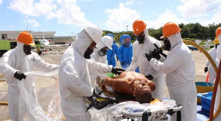 Aerodom realiza en el AIGL simulacro de emergencia de aeronave con mercancía peligrosa