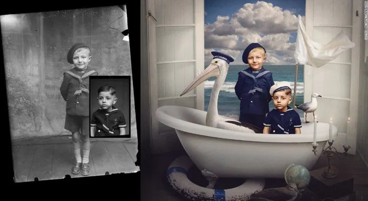 Fotos de guerra en blanco y negro transformadas en fantasías fantasmales