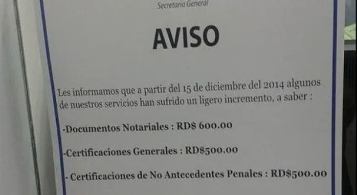 RD$350 a 500 aumentan precio papel de buena conducta 