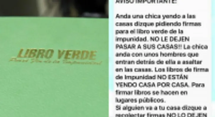 Te piden firma para el Libro Verde y luego atracarte. OJO