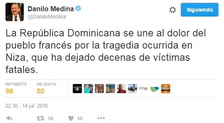Danilo, Margarita, Leonel, Abinader y otras personalidades de RD envían condolencias a Francia