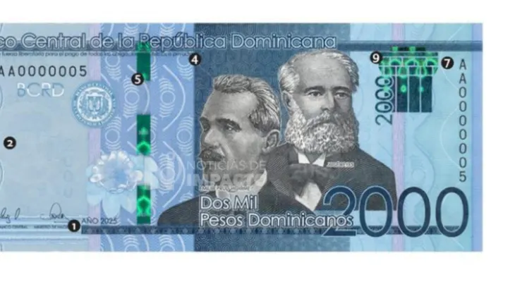 Banco Central emite billetes de RD$2,000 del año 2025