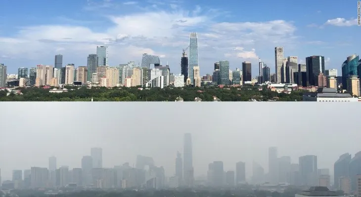 Tras el desfile militar, el cielo azul de Beijing se desvanece
