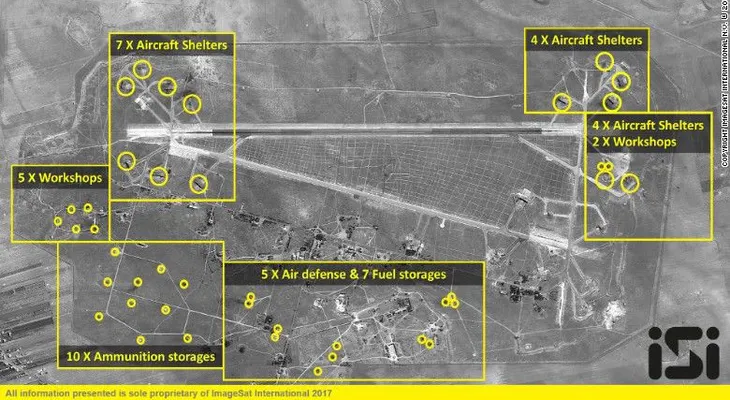 Antes y después: así quedó la base siria tras el ataque