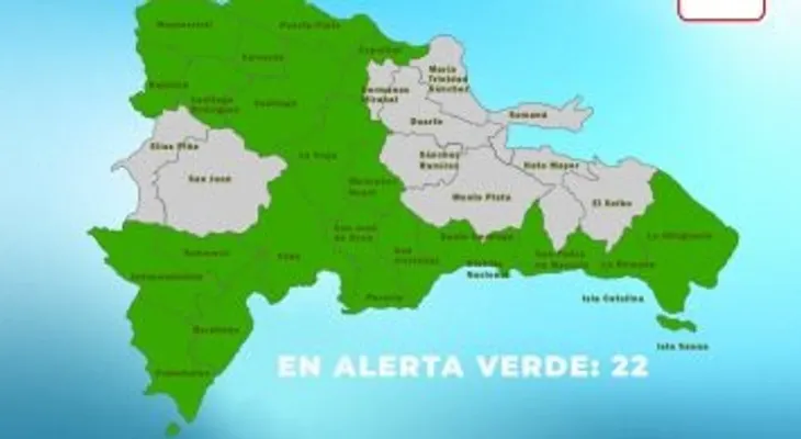 COE extiende alerta verde a 21 provincias y el Distrito Nacional por vaguada