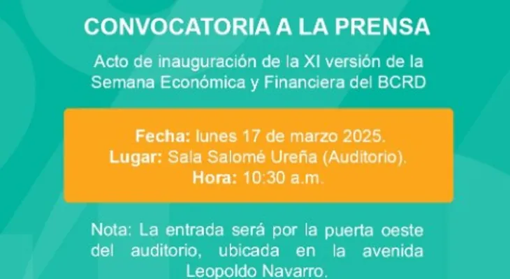 BCRD inaugurará Semana Económica y Financiera 2025 este lunes 17 de marzo