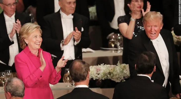 Las mejores (y ácidas) bromas de Trump y Clinton en una cena benéfica