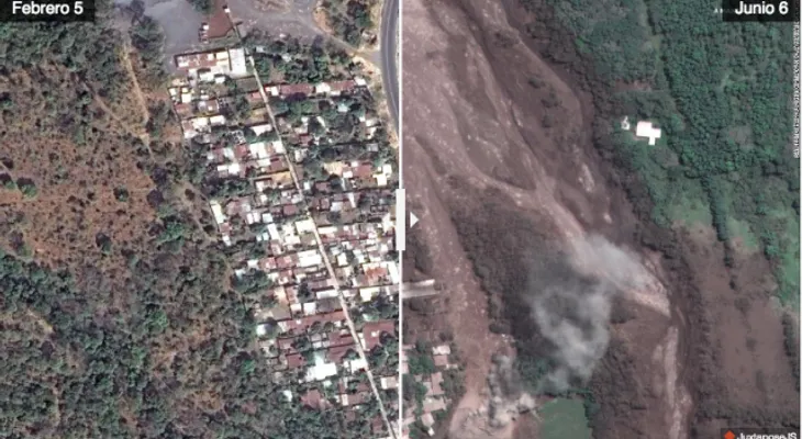 Imágenes satelitales muestran la destrucción causada por el volcán de Fuego en Guatemala