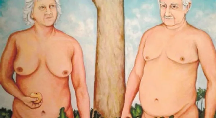 Retiran polémico cuadro Mujica y su esposa desnudos