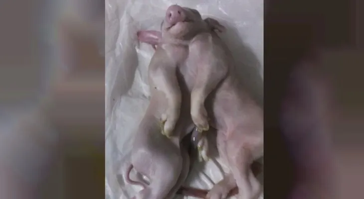  Nace en Pinar del Río un cerdo con una cabeza y dos cuerpos 