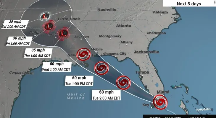 La tormenta tropical Gordon se forma en los Cayos de la Florida y se dirige al Golfo de México