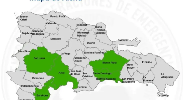 COE mantiene alerta verde en cinco provincias y el Distrito Nacional por vaguada