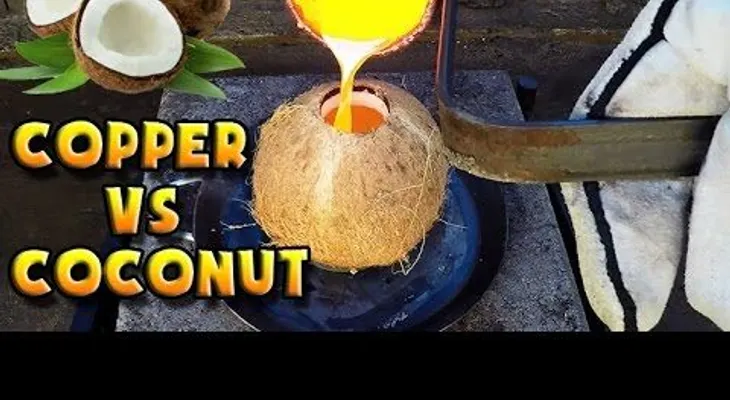¿Qué ocurre si viertes cobre fundido dentro de un coco?