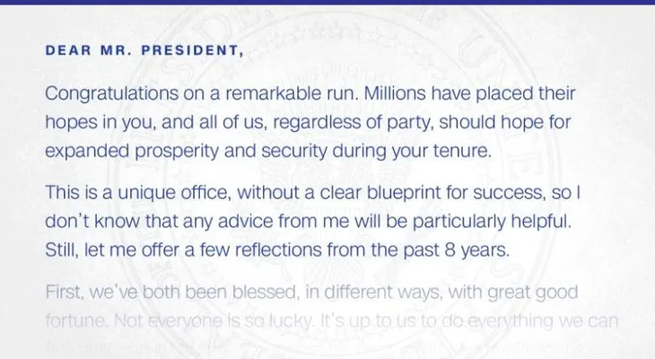 Exclusiva CNN: lee la carta que Obama le dejó a Trump en su toma de posesión