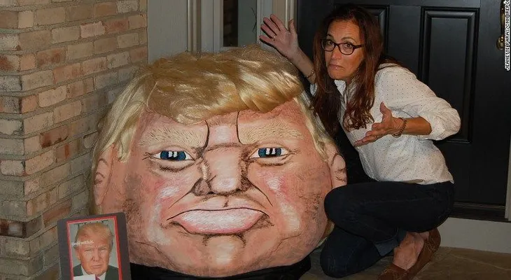 'Donald Trumpkin': artista decora calabaza gigante con el rostro del magnate