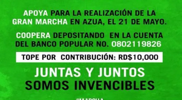 Marcha Verde solicita "contribución" para su actividad de Azua