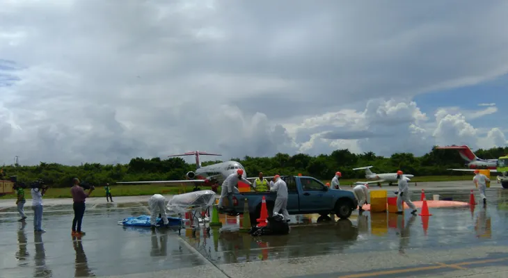 Aerodom realiza simulacro para aplicar plan de contingencia sobre cargas y mercancías peligrosas