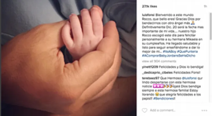Luis Fonsi confirma nacimiento de su segundo hijo