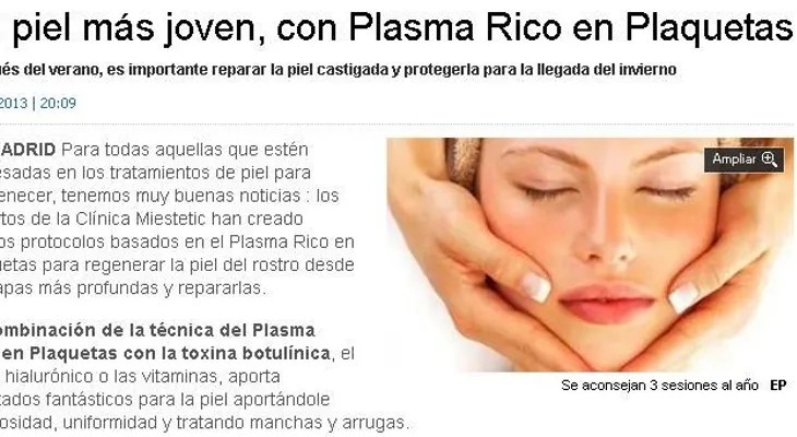 Terapia rica en plaquetas para lucir siempre joven